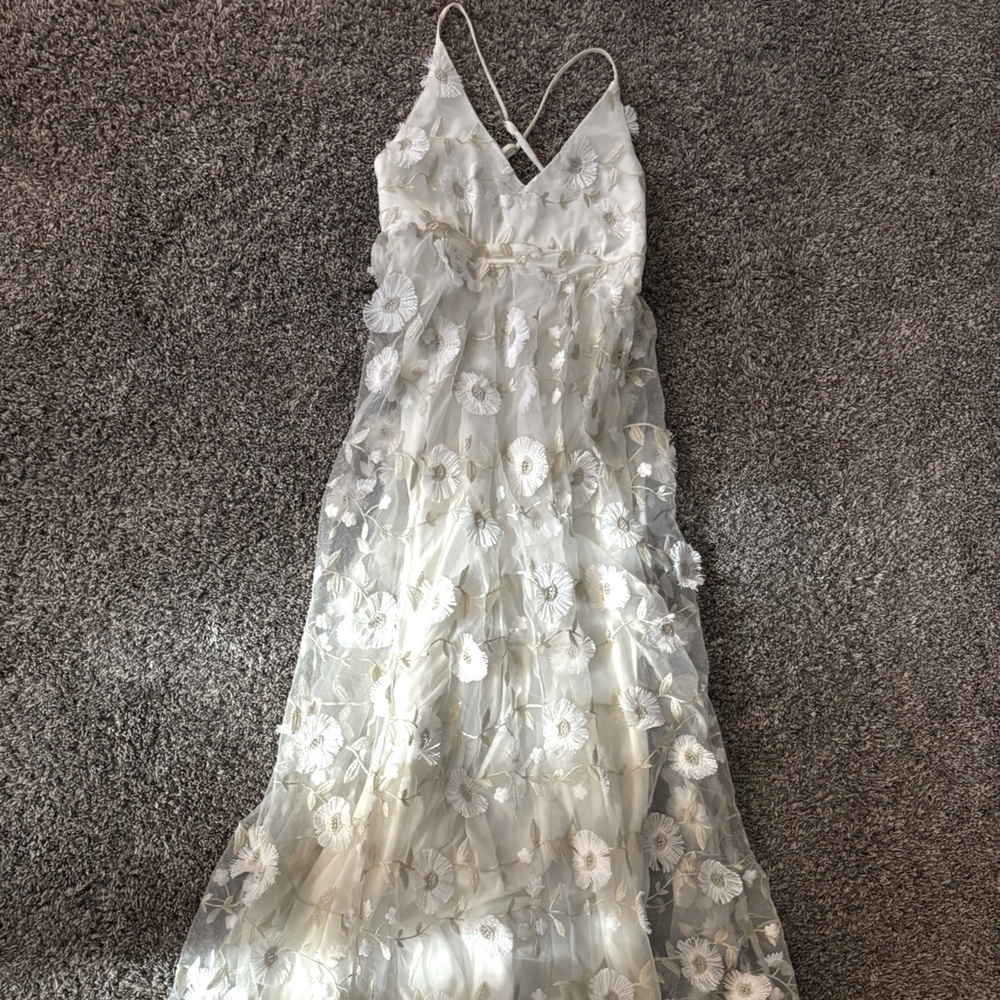 Altar’d state white and gold floral dress
